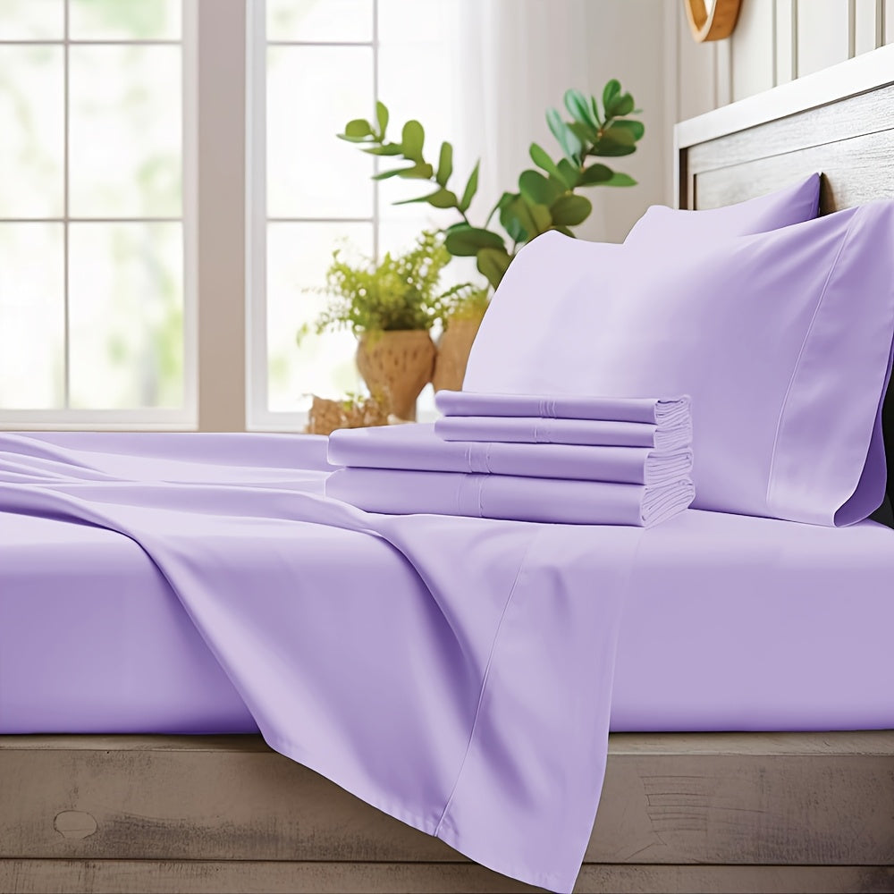 4pcs Bamboo Cooling Bedding - Cooling Bamboo Fiber Fitted Sheet Set, Extra Deep Bamboo Sheet Set- Suitable For Hot Sleepers, Kids, Children Pillowcases, Flat Sheet And Fitted Sheet - A Perfect Gift For Family, Queen And King Sizes, Next Day Delivery