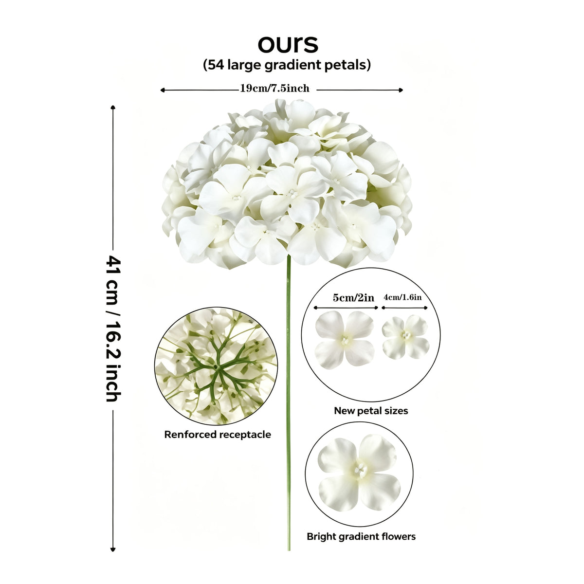 20/40 Blue White Hydrangea Artificial Flowers, 16.2 Inches Outdoor Silky Hydrangea Artificial Flowers, Suitable for Outdoor Weddings, Garden Decorations, Exhibition Decorations, Home Parties, And Christmas Decorations.