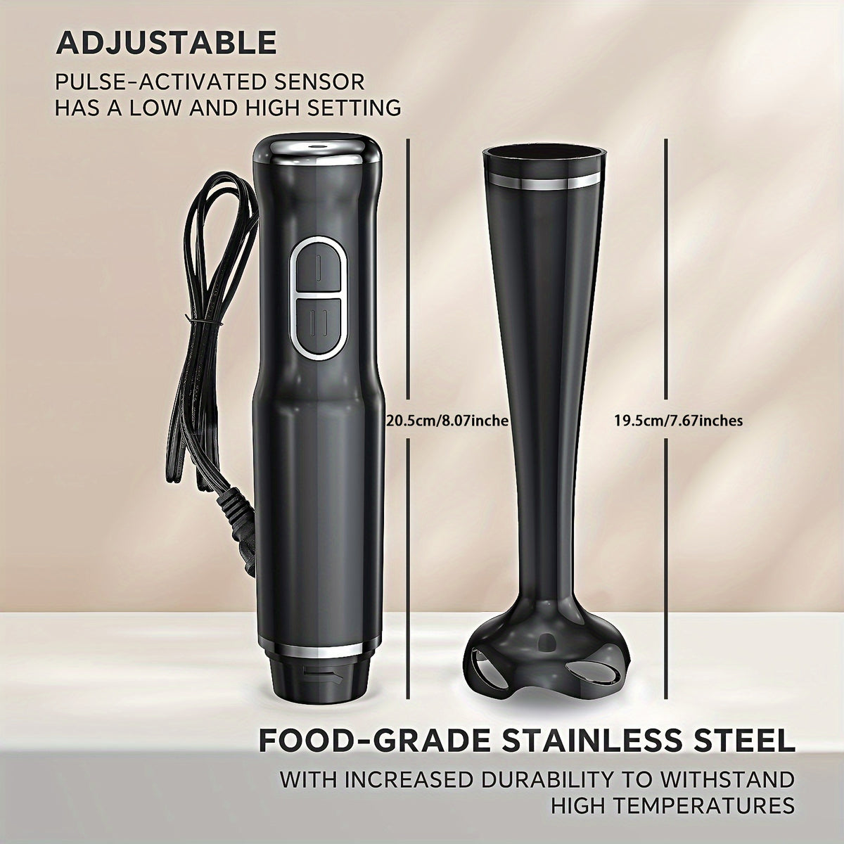 Lalayuan Electric Immersion Blender, Power Handheld Blender, 400W Portable Stick Mixer with 2 Mixing Speeds&Turbo Mode, 304 Stainless Steel Blades, Easy to Grip Speed Corded Hand Mixer, Perfect for Soup Smoothie Puree Food Fruit, with Detachable Base
