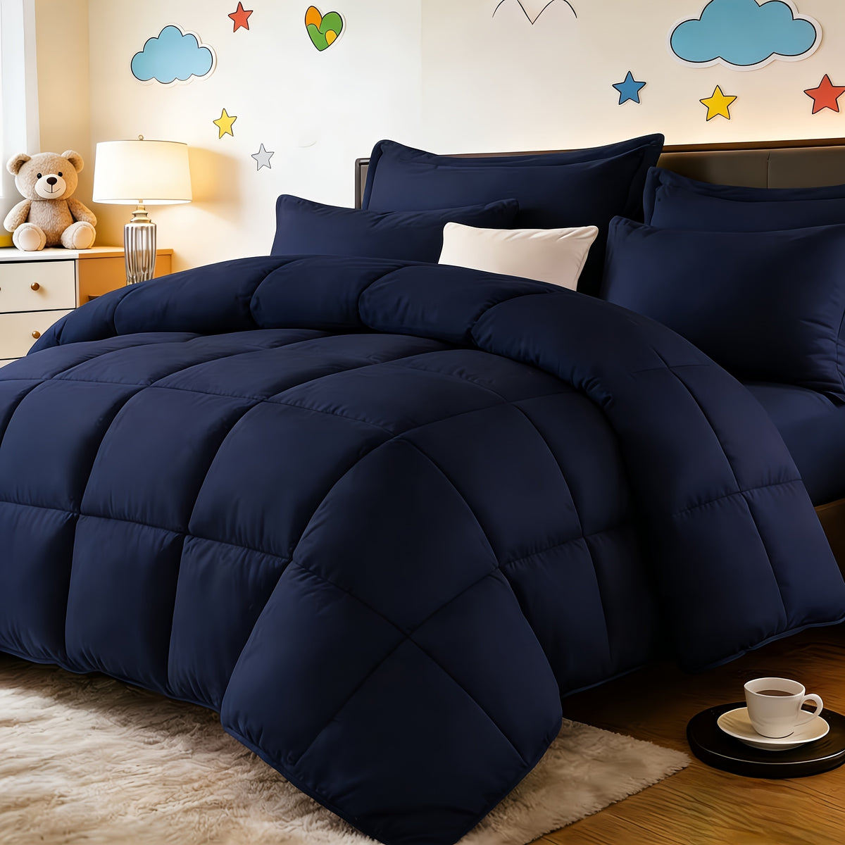 2/3pcs Red And Black bedding with All-Season Comforter, Available in Standard Double/King Double/Super King Sizes. Includes 1 Comforter And 1/2 Pillowcases, Suitable for Kids' Rooms, School Dormitories, Apartments