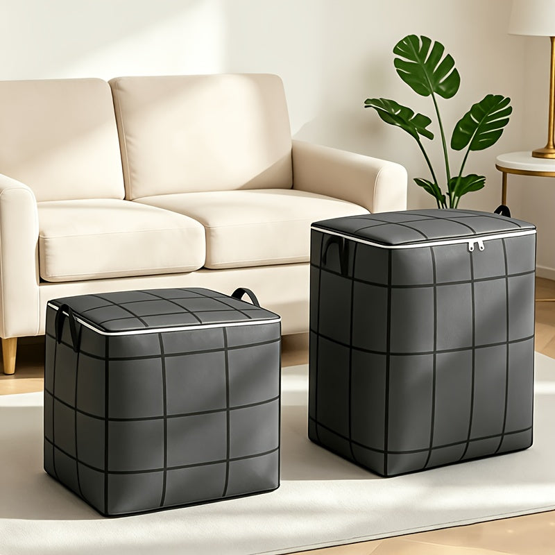 3pcs Set L/XL/XXL Storage Bags with Zippers And Lids - Foldable Durable Organizer Bags for Bedding, Blankets, Pillows, And with Portable Handles, Essential Travel Gear, Under-Bed Storage