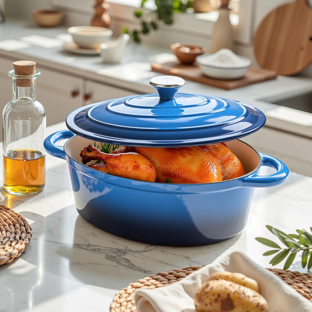 4.5QT Enameled Dutch Oven Pot With Lid, Cast Iron Dutch Oven With Dual Handles For Bread Baking, Cooking, Non-stick Enamel Coated Cookware