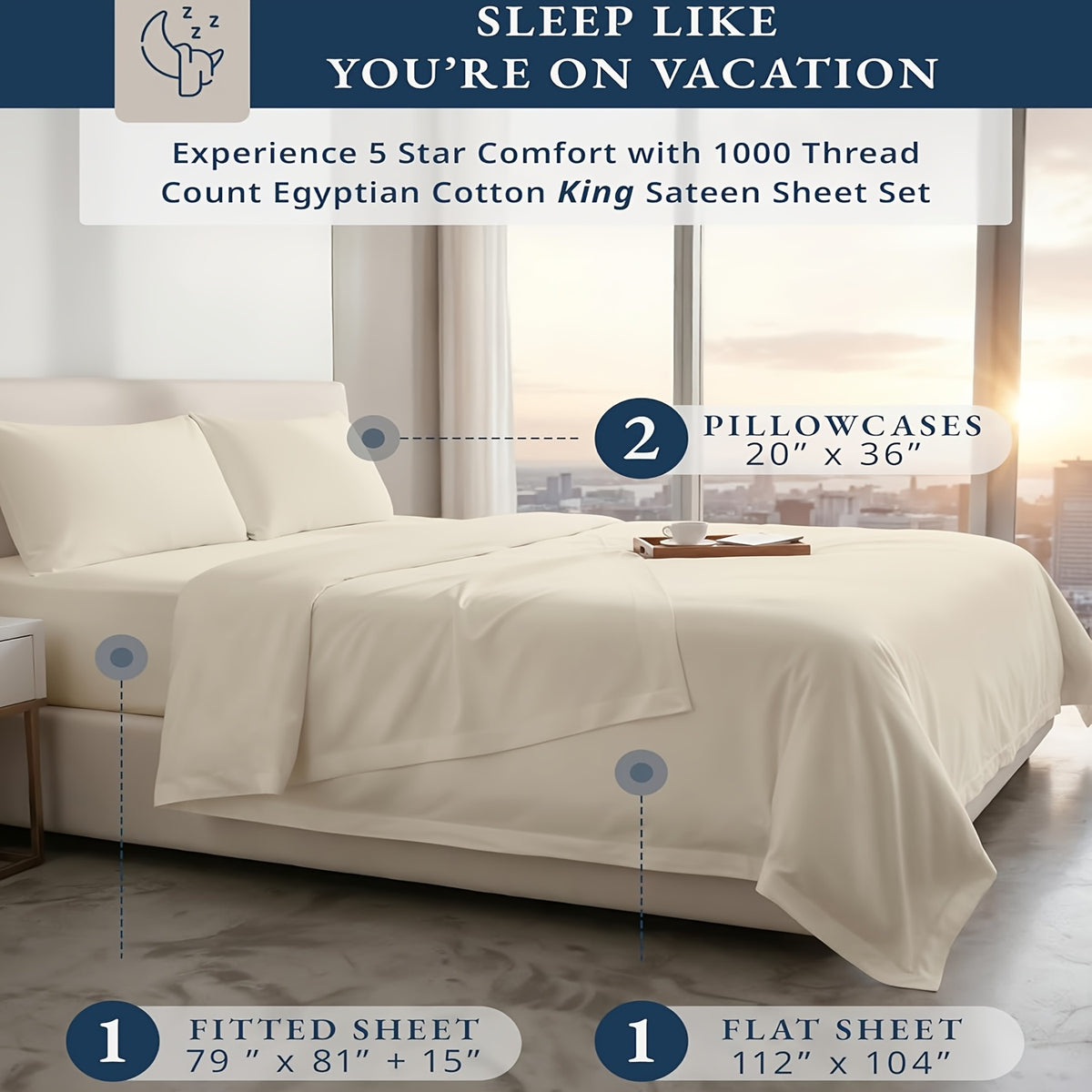 Bamboo Cooling Fitted & Flat Sheet Bedding Suitable for Hot Sleepers, Wrinkle-Resistant & Moisture-Wicking Bamboo Fiber, Deep Pocket Hotel Grade Bed Sheets with Double-Stitched Edges, Machine Washable for - for