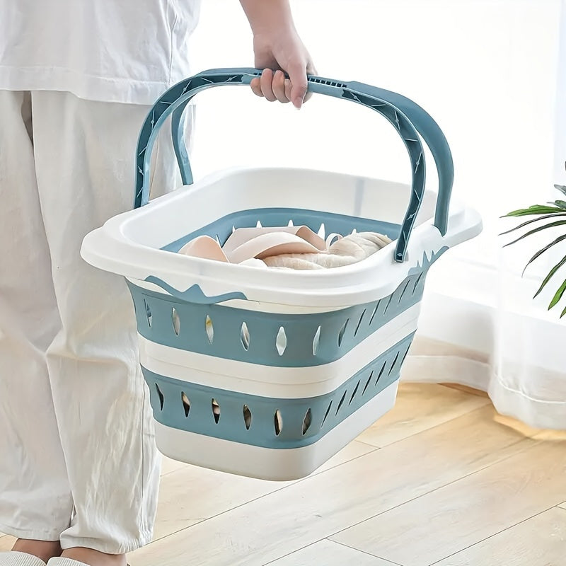 Foldable Plastic Laundry Basket with Handles, Collapsible Laundry Hamper, Space-Saving Dirty Clothes Storage Organizer Bin, Portable Storage Basket for Bedroom Closet Bathroom, College Dorm Room Essentials, Apartment Must-Haves, Laundry Baskets