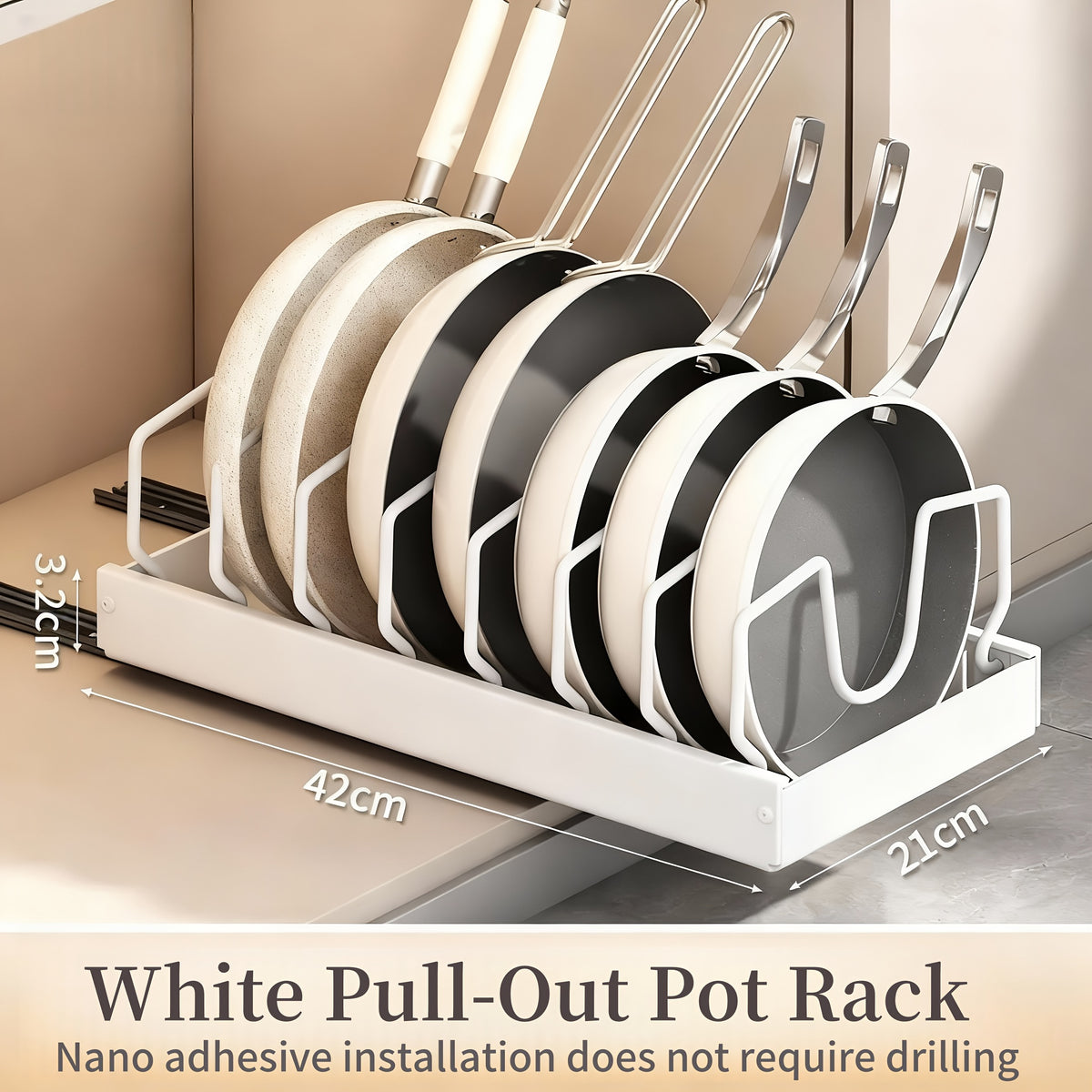 1/2pcs Pull-Out Pot And Pan Storage Box for Cabinets, Kitchen Sliding Lid Rack And Pan Holder, Cabinet Sliding Storage Box for Storing Lids, Baking Tools, And Plates, 8/16 Adjustable Dividers, Kitchen Decor And Additions Pots And Pans Organizer