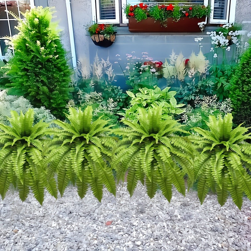 4 Large Boston Fern Greenery, 34-Inch Artificial Plant, Suitable for Outdoor Use, Home Office, Garden Porch Barn Decoration, Wedding Anniversary Festivals (Easter, Mother'S Day, Earth Day), Spring And Summer Display, Indoor And Outdoor Hanging