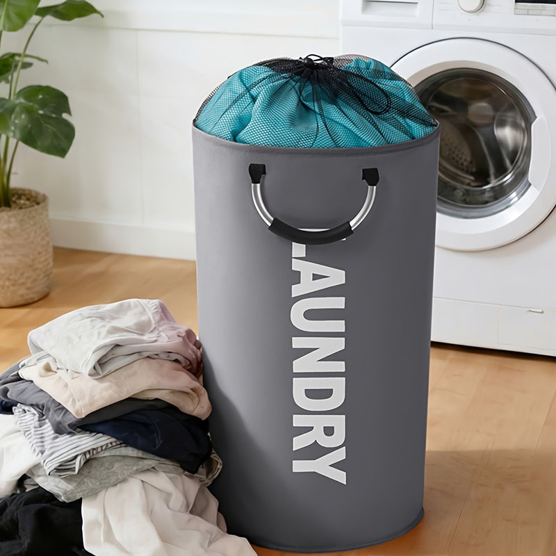 1pc/2pcs 25.1gal Large Capacity Foldable Laundry Basket (New Drawstring Design) - A Foldable Fabric Clothing Storage Basket Suitable for Multiple Scenarios, Suitable for Bathrooms, Rooms, Outdoors, Dormitories, Multi-Functional Laundry Basket