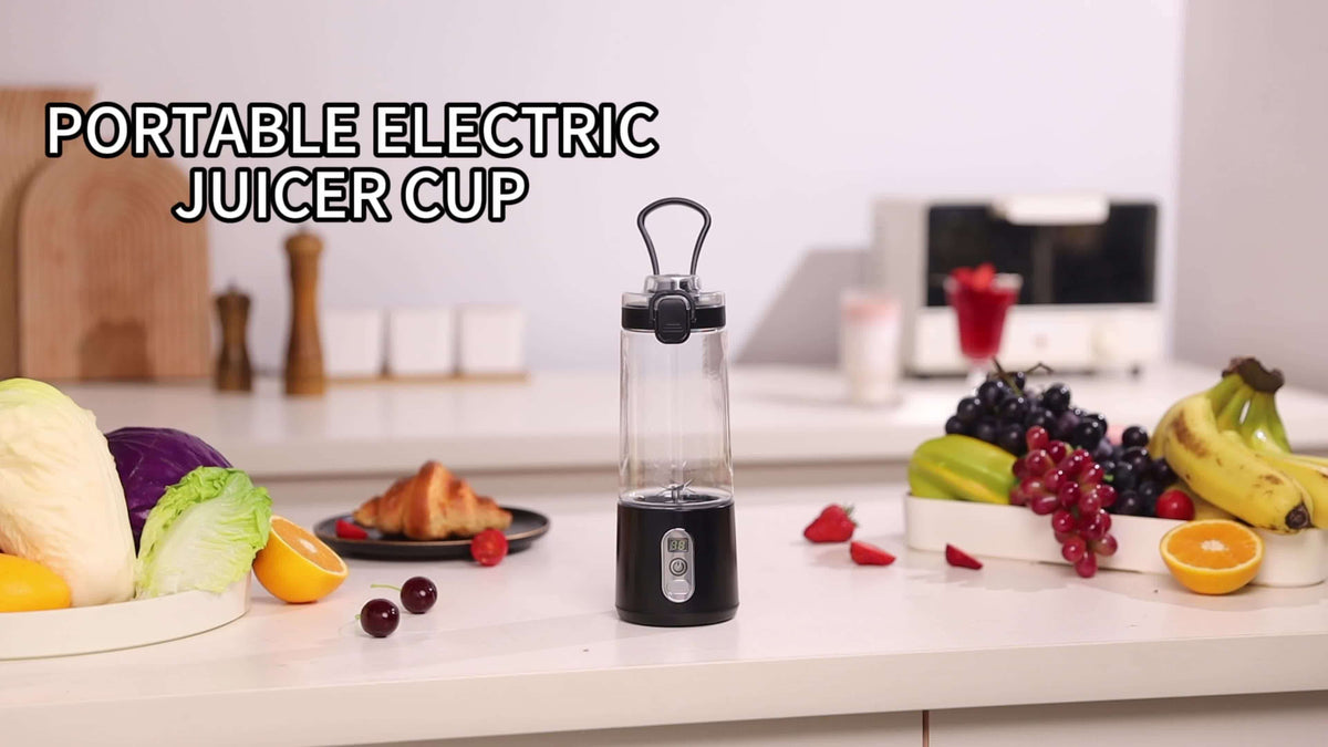 LALAYUAN USB-Powered Juicer & Juicer with Digital Timer, Battery Left Display, High-Speed Ice Crush, USB-C Fast Charge, One-Tap NO-Spill Lid, 6-Blade Stainless Steel - Smoothie Blender Portable, Protein Shakes, Gym, Travel Smoothie Maker