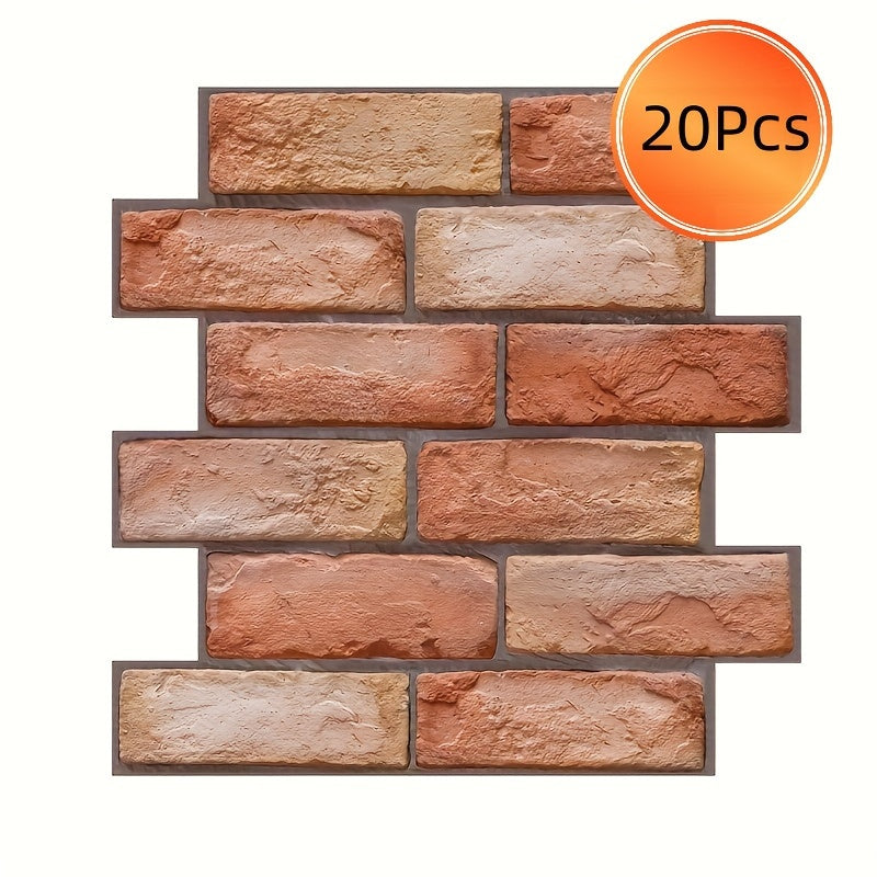 20pcs Self Adhesive Tile Wall Sticker Home Decor 3D PVC Sticker Covers for Kitchen Cupboard Bathroom Wallpaper Waterproof Wallpaper