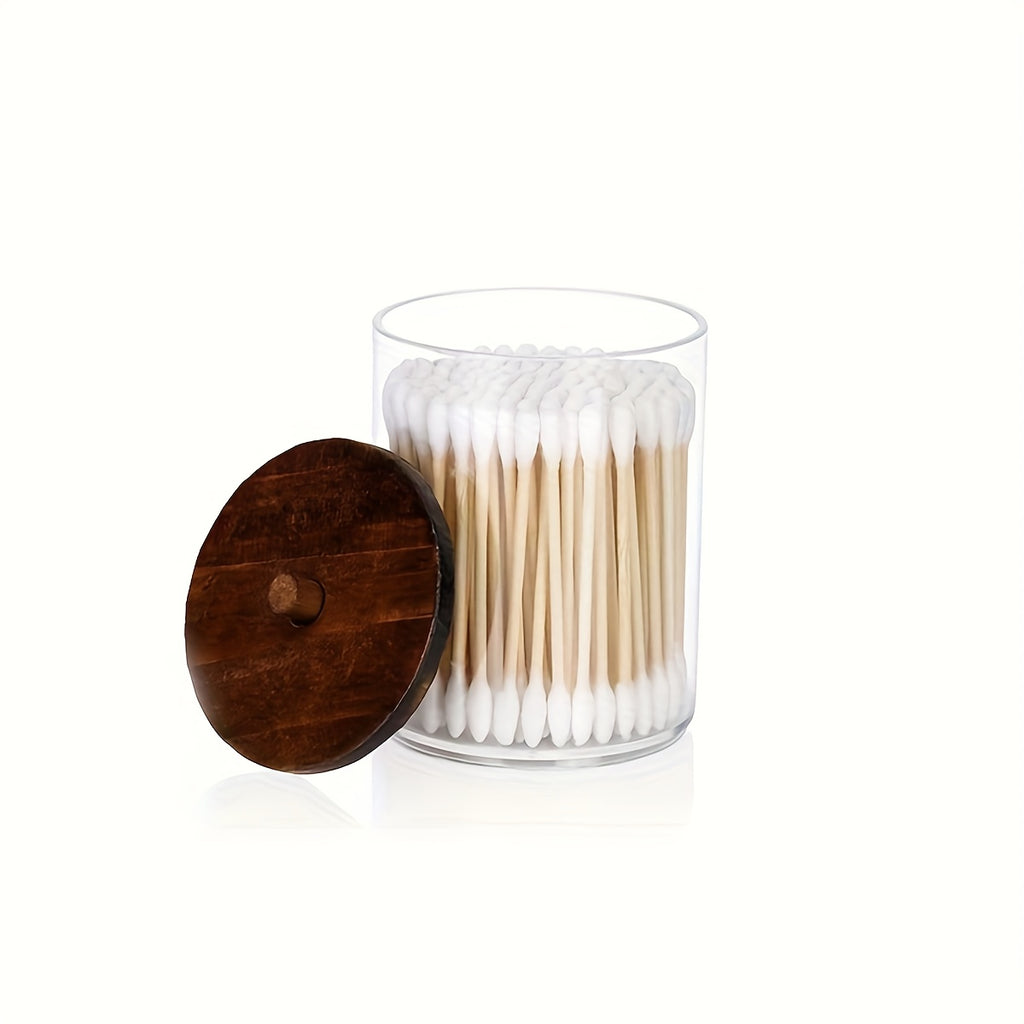 3/4/5 Cotton Swab Box Dispenser, Clear Wooden Lid Pill Bottle Container with Lid, Toilet Bathroom Jar, Cotton Ball Cosmetic Case, Cotton Swab, Floss, Bathroom Additions, Bathroom Storage & Organizing