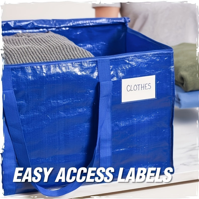 8Pack Extra-Large Moving Bags with Lids, Heavy-Duty Storage Totes for Winter Clothes, 50 Lb Capacity, Strong Handles And Zippers, Ideal for Moving And Storage