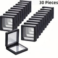 Floating Jewelry Display Boxes, 30-Piece Black Plastic Frame Set with Clear Panels and Clasp Closure for Coin Collections and Home Jewelry Organization