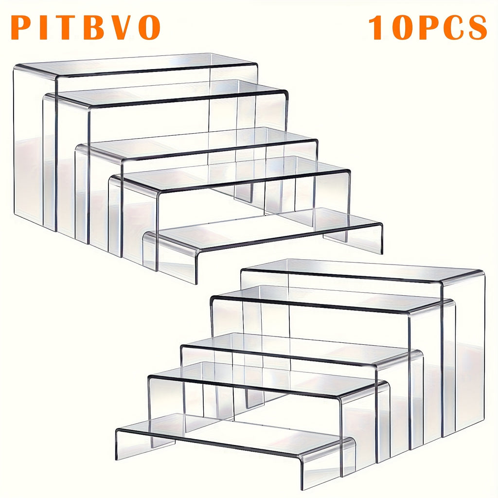 10/20pcs of PITBVO Acrylic Display Risers in Various Sizes, Transparent Acrylic Stands for Showcasing Funko Pop Figures, Cupcakes, Jewelry, Perfumes, And More (Large Size)