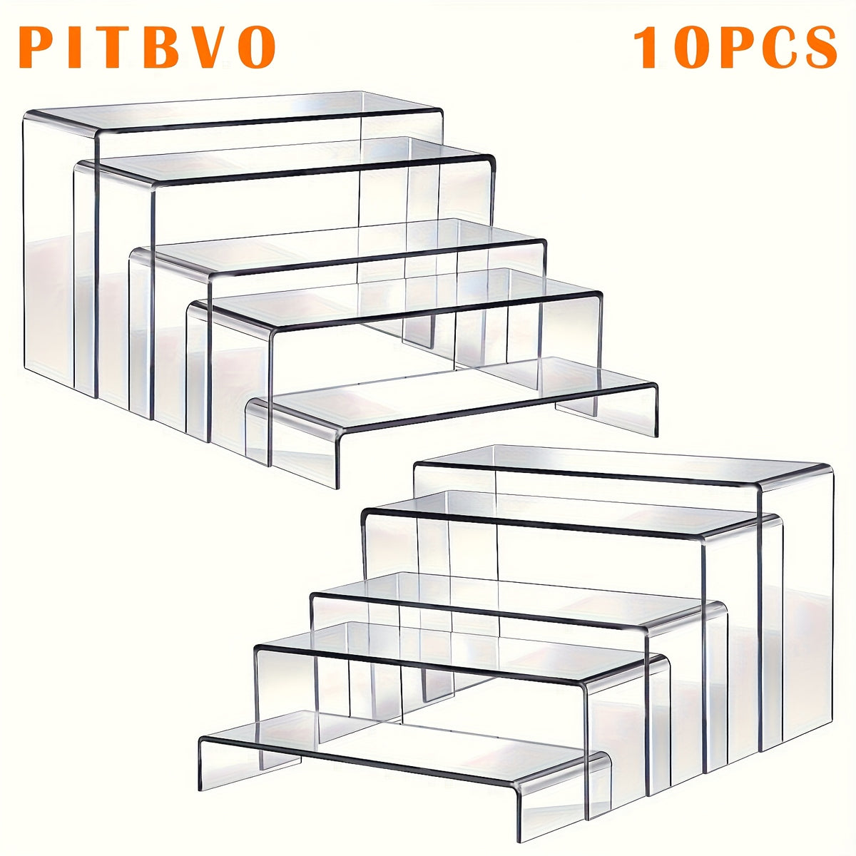 10/20pcs of PITBVO Acrylic Display Risers in Various Sizes, Transparent Acrylic Stands for Showcasing Funko Pop Figures, Cupcakes, Jewelry, Perfumes, And More (Large Size)