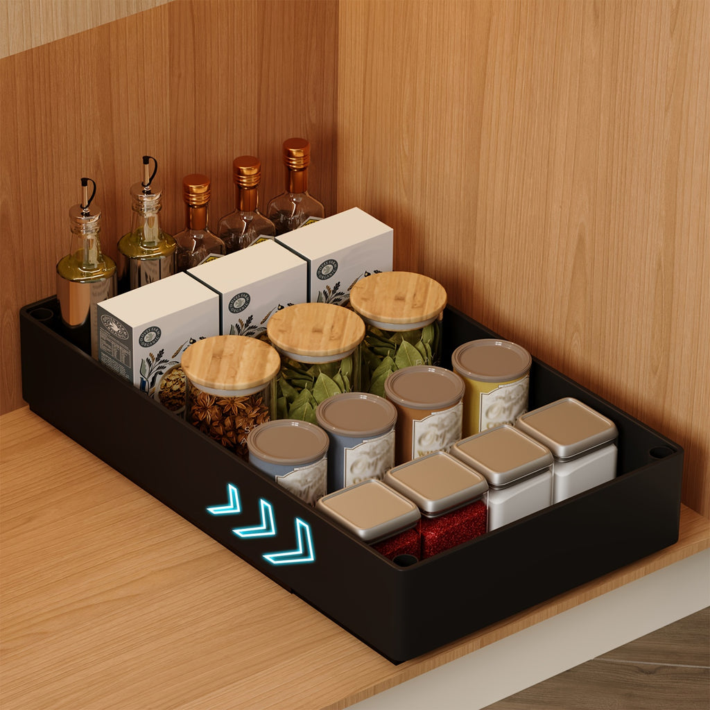 2Pcs Open Storage Bins, Boho Style Plastic Cabinet Organizer, Pull-Out Removable Slide-Out Organizer for Kitchen, Bathroom, Pantry, Cabinets