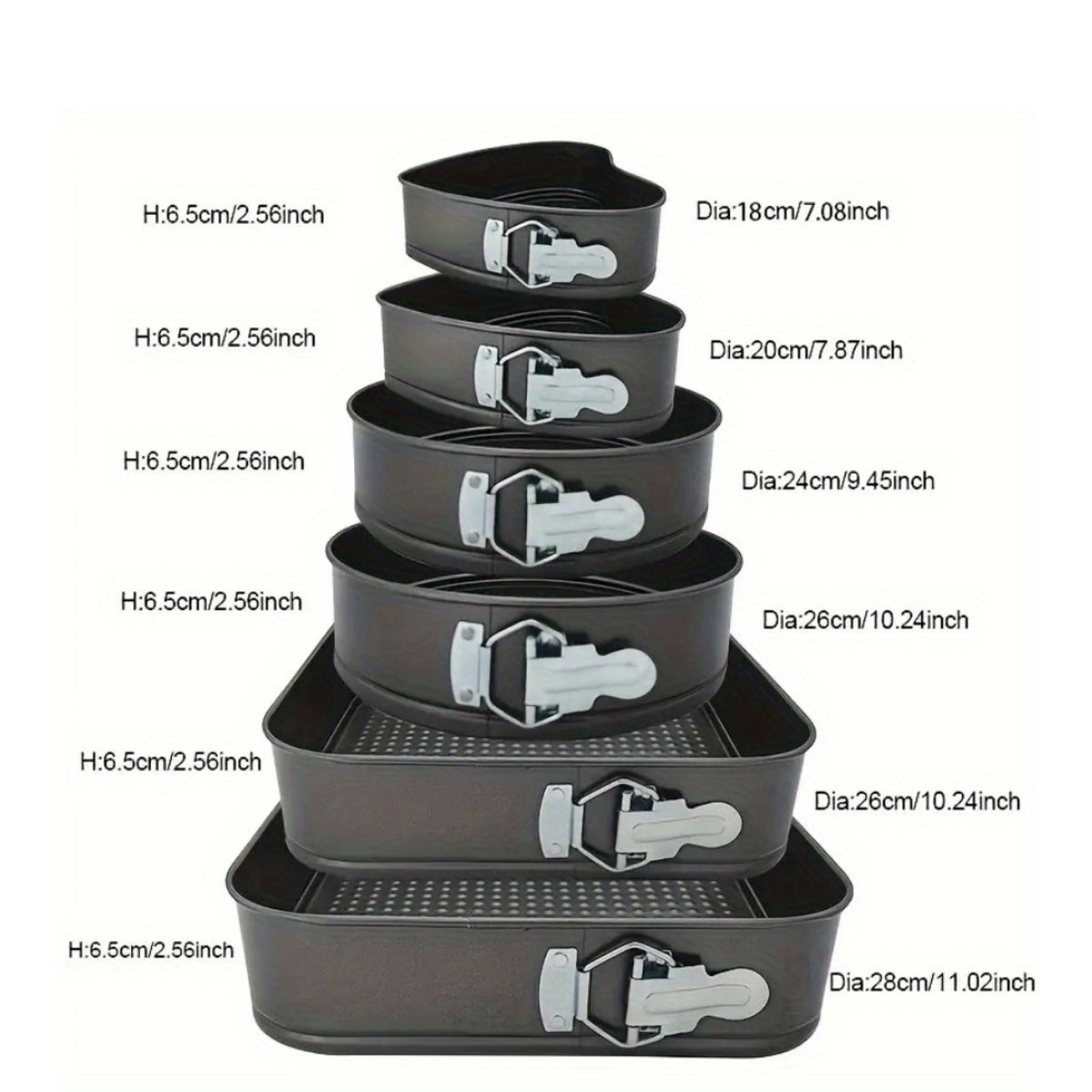 6pcs Cake Pan Set, Carbon Steel Baking Mold with Removable Bottom, Non-Stick, Induction Stovetop Compatible, Round Shape, for Chiffon/Mousse/Cheesecakes, Birthday Kitchen Tools