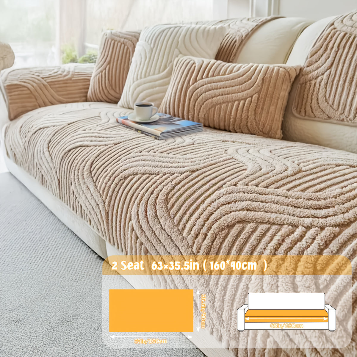1pc of Thick, Quilted Sofa Cushion That Is Stylish, Durable, Warm, And Non-Slip. This Plush Sofa Cover Is Breathable And Comfortable, Making It Perfect for Families with Pets. It Is Suitable for Use in The Bedroom, Office, Living Room