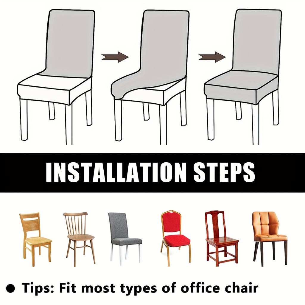 4pcs Set/6pcs Set Milk Elastic Home Kitchen Dining Chair Slipcover, Chair Cover, Furniture Protector For Wedding Office Living Room, Easy To Install, Suitable For Any Dining Chair.Halloween Gift, Halloween Home Decorations