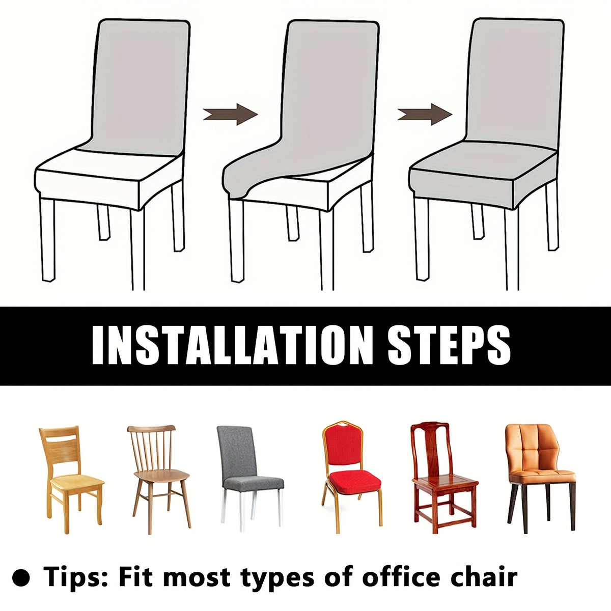 4pcs Set/6pcs Set Milk Elastic Home Kitchen Dining Chair Slipcover, Chair Cover, Furniture Protector For Wedding Office Living Room, Easy To Install, Suitable For Any Dining Chair.Halloween Gift, Halloween Home Decorations