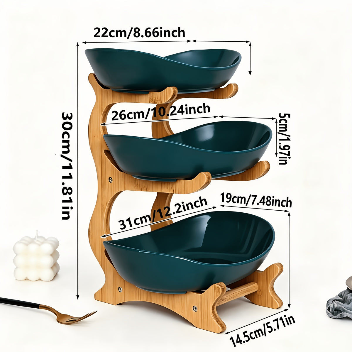 2/3-Tier Creative Plastic Fruit Plate | Elegant Wooden Design Suitable for Family Snacks And Bread Plastic Trays in The Living Room, Space-Saving Design, Easy to Assemble, Birthday Gift