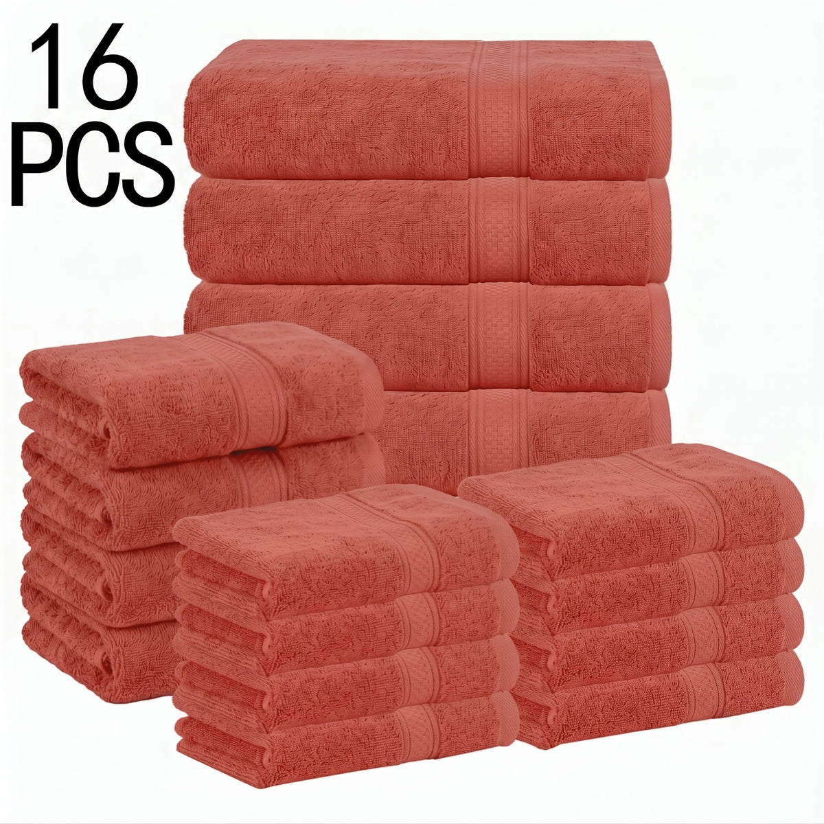 16pcs/8pcs 2 Bath Towels, 2 Hand Towels, 4 Washcloth, Towel Set Luxurious, Soft, Skin Friendly, Good Water Absorption, Quick Drying, Thick Towel, Suitable for Families, Hotels, Travel, Valentine'S Day Gift for Couples, Wash Cloths