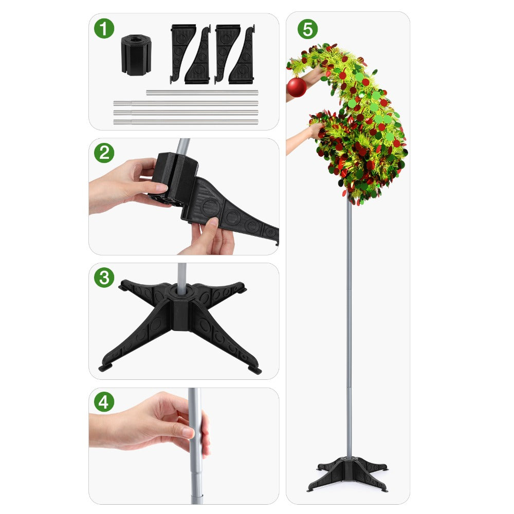 5ft Collapsible Pencil Christmas Tree, Easy Assembly Storage, Pop Up Christmas Trees Artificial Skinny Sequined Christmas Halloween Decoration for Fall Home Decor Fireplace Indoor Family Porch Holiday Xmas Winter Party Decorations