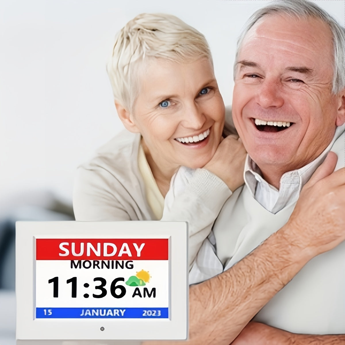 Digital Calendar Day Alarm Clock, Auto Dimmable And Sun Moon Icons, 12 Alarm Options & 18Languages, Large Digital Wall Clock, Gifts for Alzheimers, Elderly, Seniors Or Impaired Vision