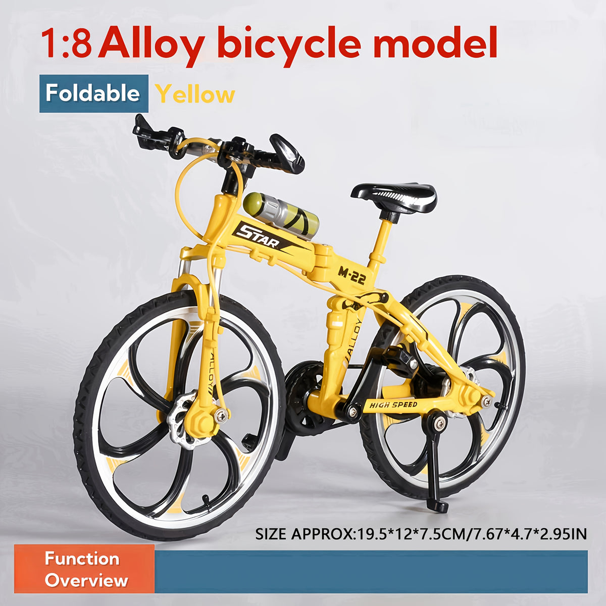 1:8 Scale Alloy Mountain Bike Model, Foldable, Available in Three Colors, Suitable as a Holiday Gift for Family, Friends, Classmates, and Colleagues for Christmas and New Year, Home, Bedroom, Living Room, and Office Decorative Craft