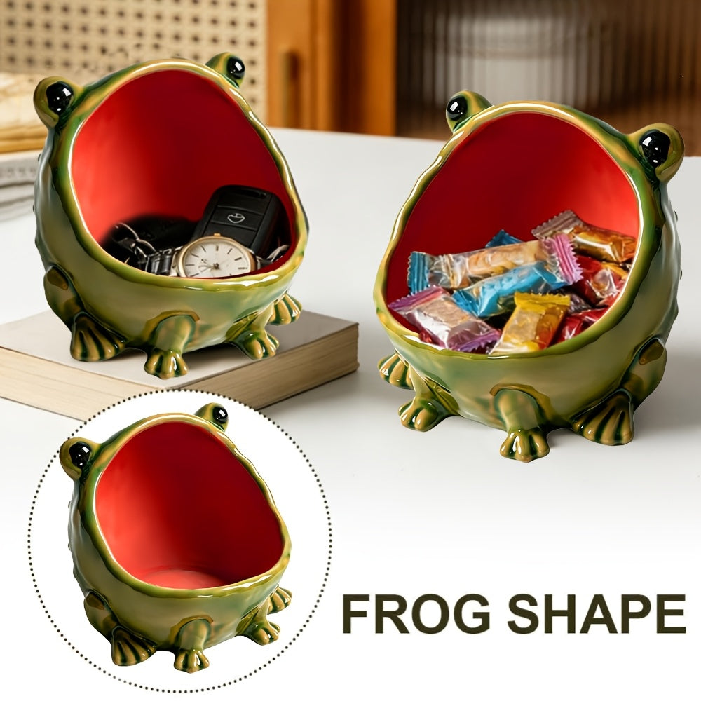 Frog Statue Storage Tray, Entrance Key Holder, Frog Statue Desktop Decoration, Creative Animal Sculpture Storage Basket Tray, Decorative Key Candy, Cute Housewarming Gift (Non-Food Contact)