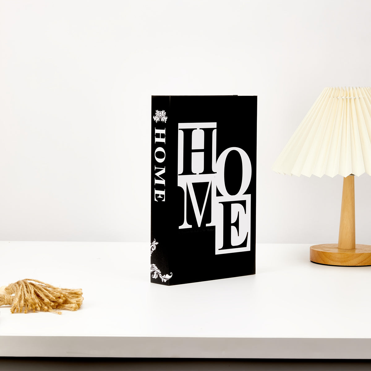 Decorative Books with HOME FAMILY LOVE Lettering, 3-Piece Black and White Faux Book Set for Coffee Table Styling, Living Room Shelves and Mantel Decor