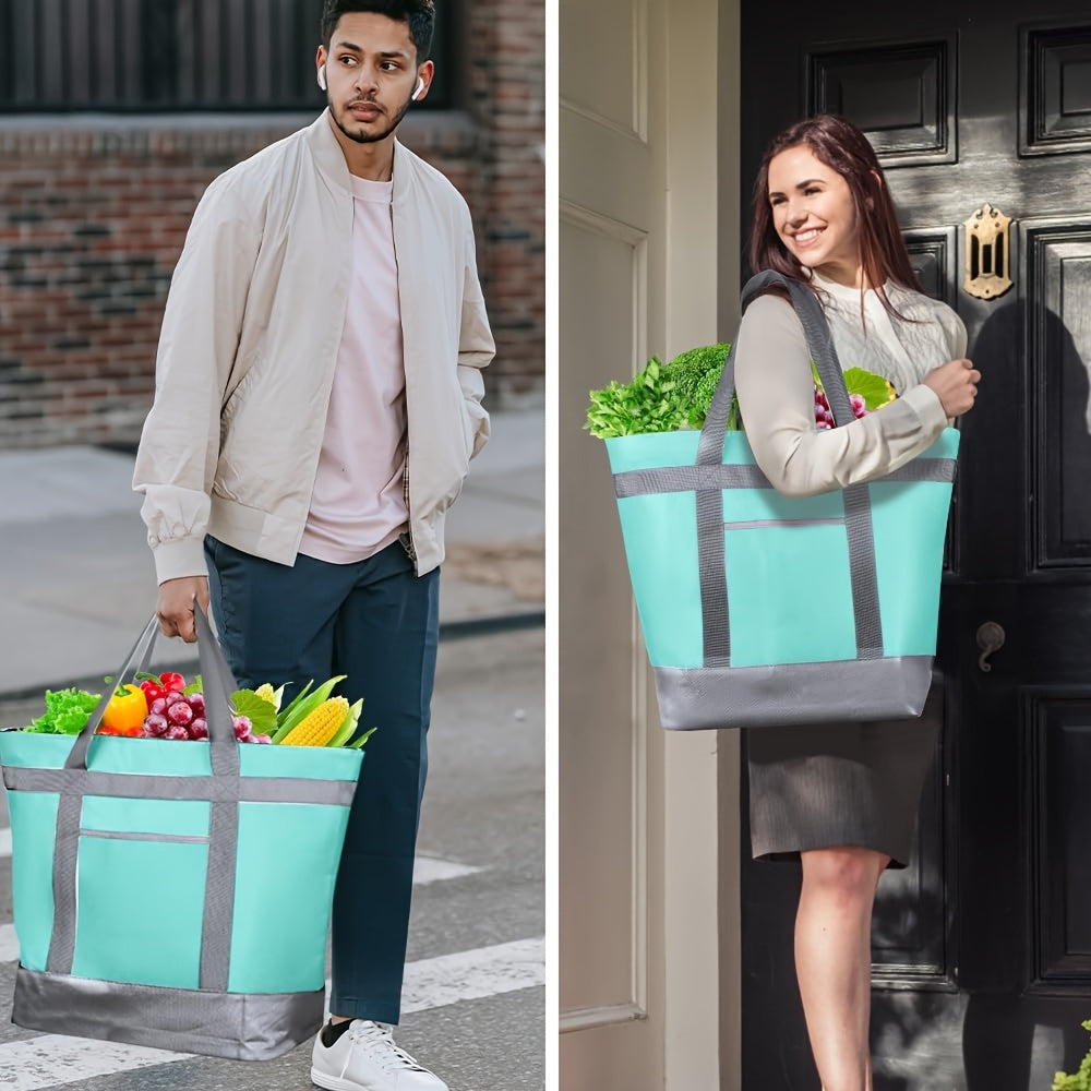 Insulated Reusable Tote Bag for Grocery Shopping for Women/Men, Pizza/Food Delivery Bag to Keep Food Cold/Doordash/Grubub, Cooler Bags for Travel/Beach/Picnic