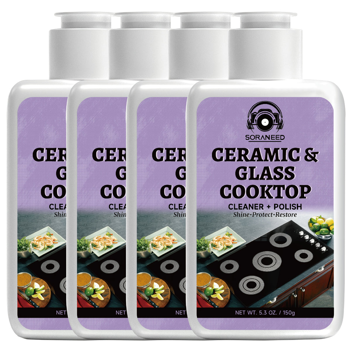 Fast-acting Ceramic Stove Cleaning Kit, A Fast-acting Stovetop Cleaner That Removes Burnt-on Grease And Stains Without Leaving Scratches. Gentle Ingredient, Non-irritating And Non-pungent, No Toxic Residue, A Healthier Home Clean Supplies And Produc