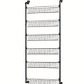 Pantry Door Storage Organizer, 6 or 8 Tier Metal Basket Rack in Black or White for Spices, Snacks, Kitchen Essentials, Laundry and Bathroom Supplies
