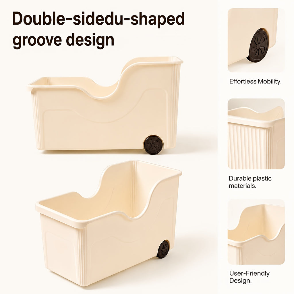 3pcs Plastic Organizer Bin With Wheels(Give A Random Towel As A Gift), Large Capacity Roll Out Plastic Storage Bins, Multi-purpose Kitchen, Bathroom And Pantry Storage Containers, Freezer & Cabinet Organization Bins