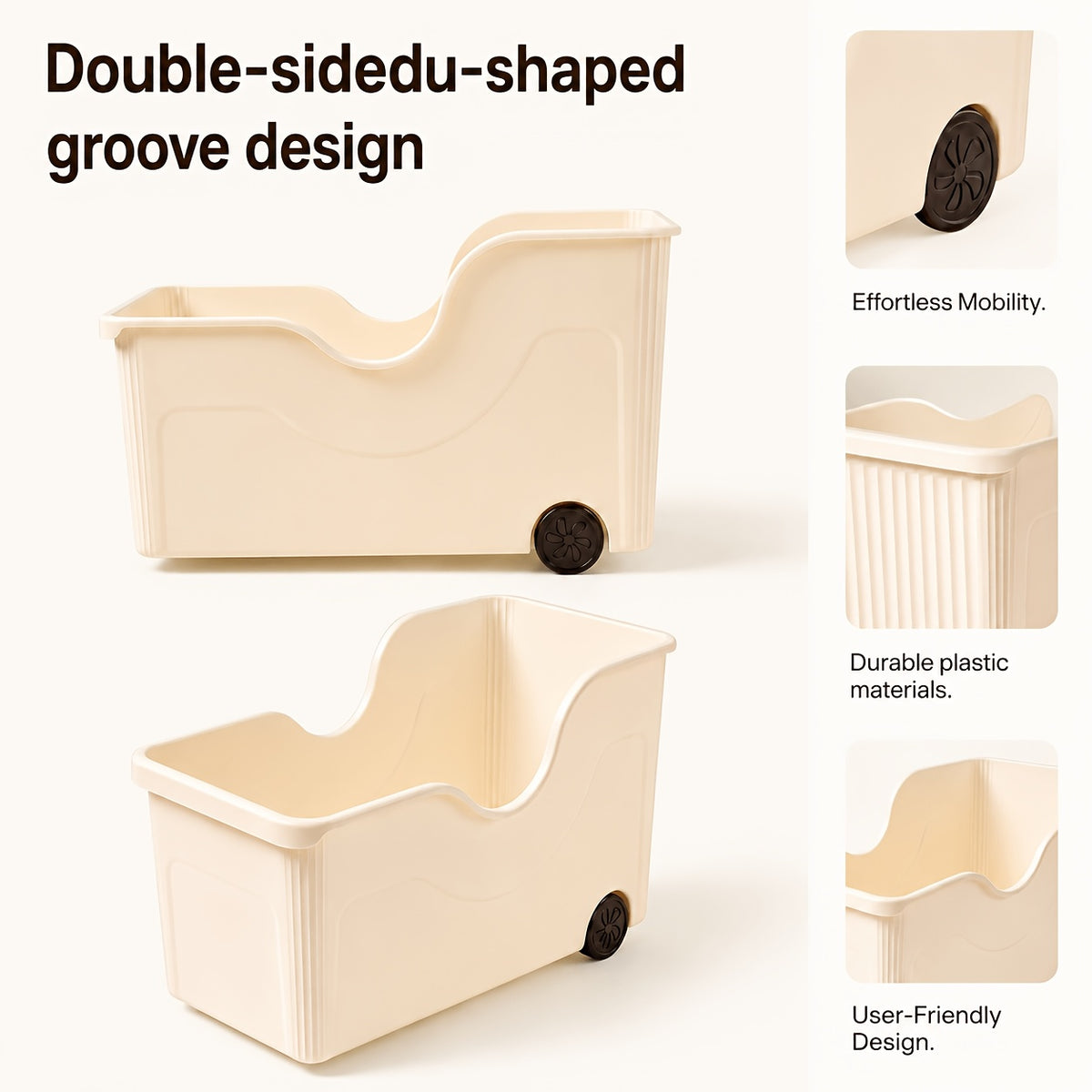 3pcs Plastic Organizer Bin With Wheels(Give A Random Towel As A Gift), Large Capacity Roll Out Plastic Storage Bins, Multi-purpose Kitchen, Bathroom And Pantry Storage Containers, Freezer & Cabinet Organization Bins