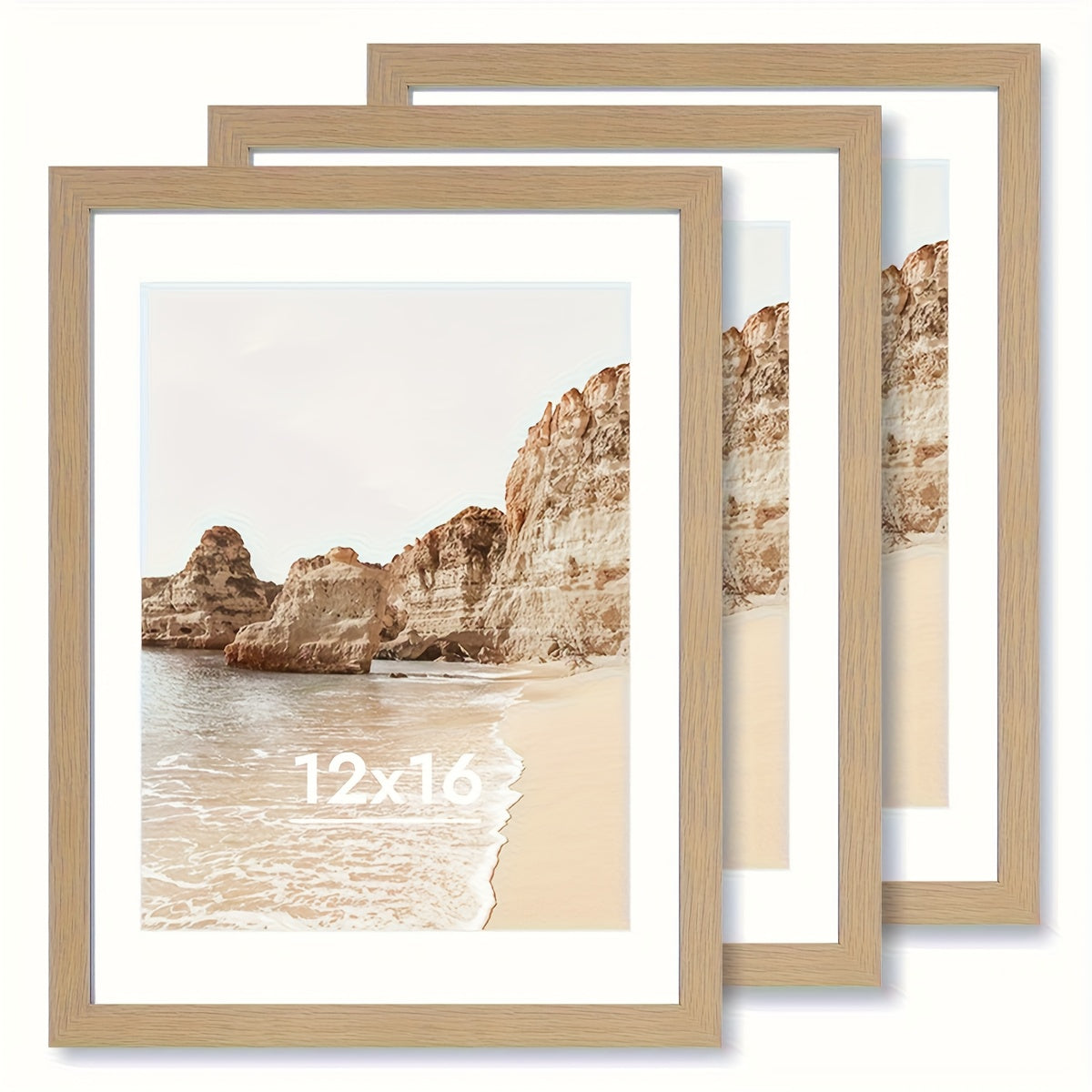3pcs Classic Black Picture Frame Set - Heavy-Duty Plastic Frames with Vertical/Horizontal Hanging, 8x10, 11x14, 12x16 Inch - for Living Room, Bedroom, Office - Modern Minimalist Wall Decor Gallery Frames for Photos, Posters, Art Prints - Easy Mounting Har