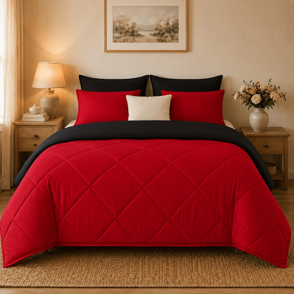 2/3pcs Solid Color Diamond Quilted Large/King Size Bedding, Soft, Comfortable, and Fluffy with Microfiber Filling and Lightweight, Breathable Fabric. Easy to Care for, Warm for All Seasons. Includes Comforter and Pillowcases. Luxurious Quality