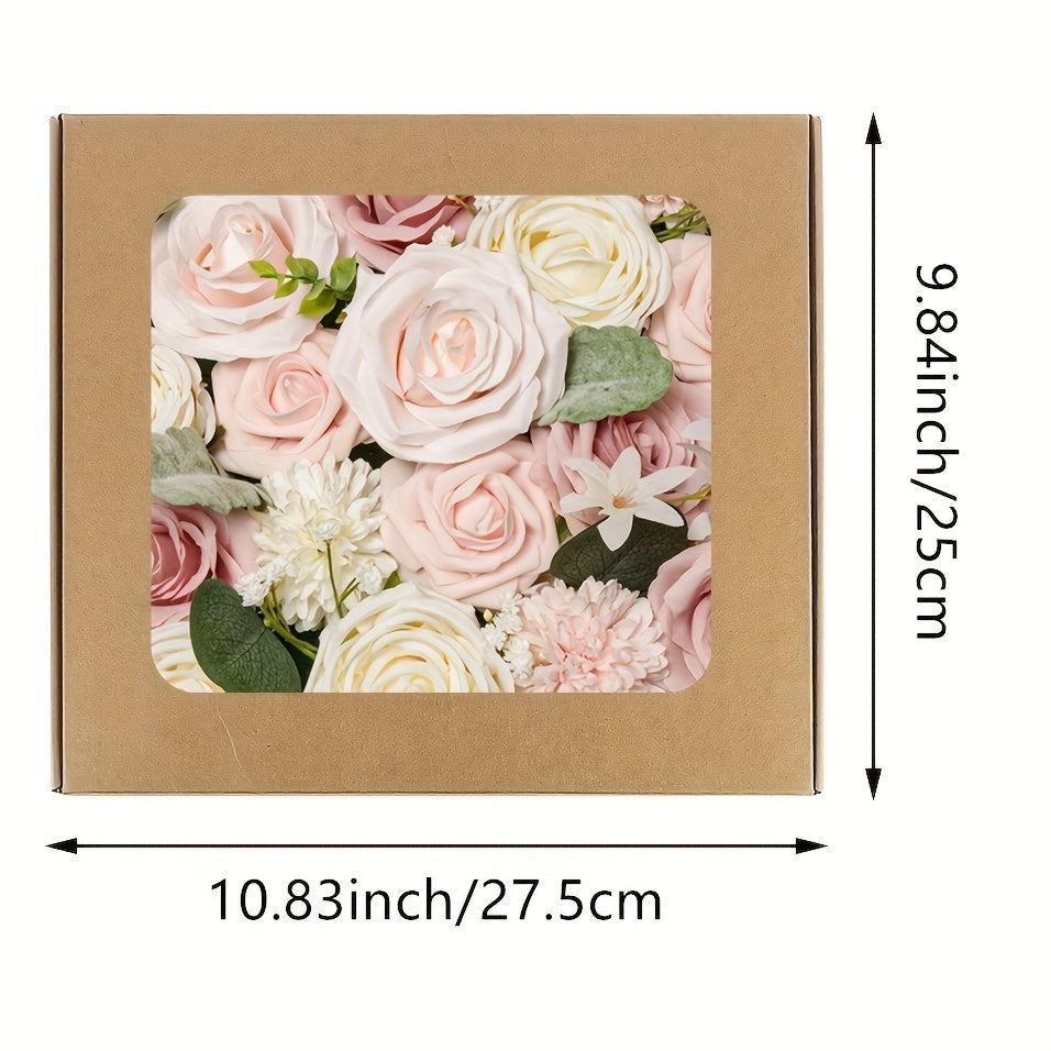 AUSOGO Light Pink Artificial Rose Bouquet Set - Perfect for Weddings, Engagements, Home Decor & Special Occasions like Valentine's, Mother's Day & Birthdays