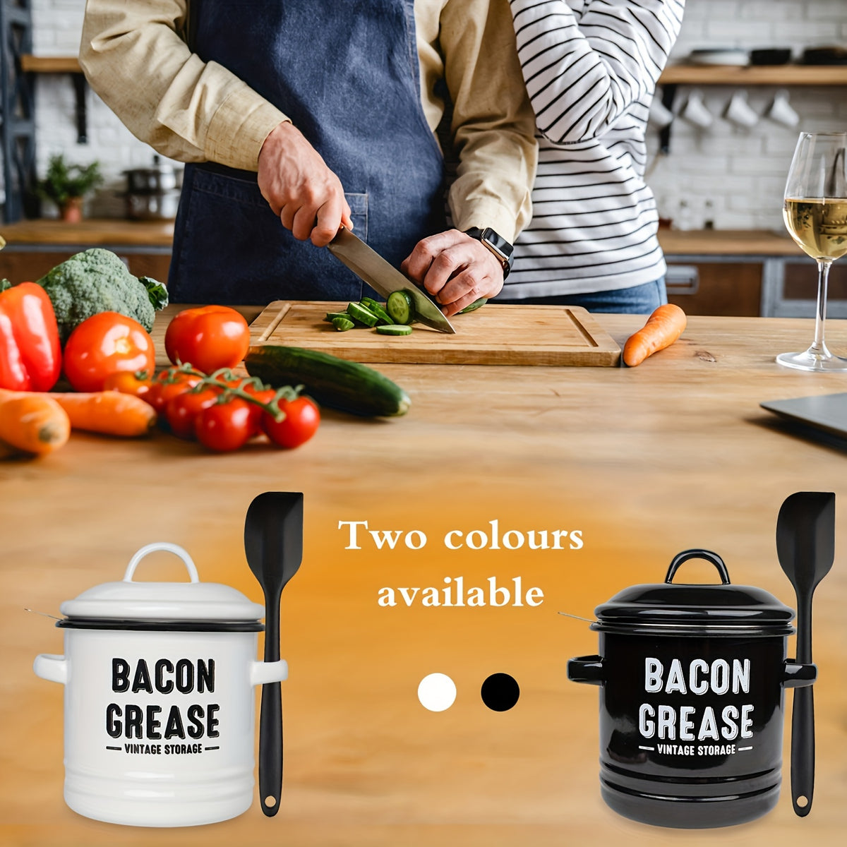 Large Capacity Grease Saver Oil Filter Pot - 1 Set, Residue Filter Oiler with Strainer, Enamel Oil Filter Pot for Home Use, Kitchen Tools And Accessories