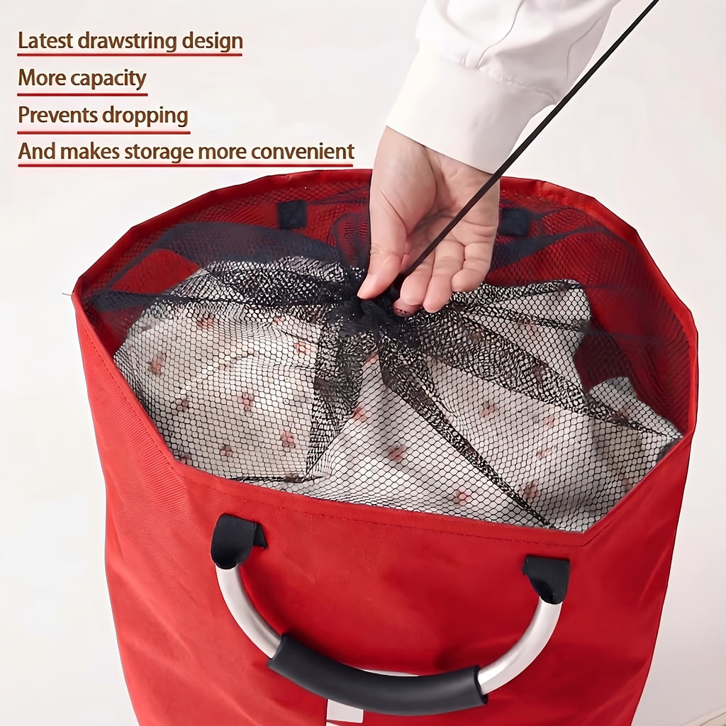 2-Pack Extra Large 25.1gal/30.38gal Foldable Laundry Baskets with New Drawstring Closure Design, Multi-Purpose Fabric Clothes Storage Baskets for Bathroom, Bedroom, Outdoor, And Dorm (Space-Saving Design); Each with Ring Handles, Premium Laundry Storage B