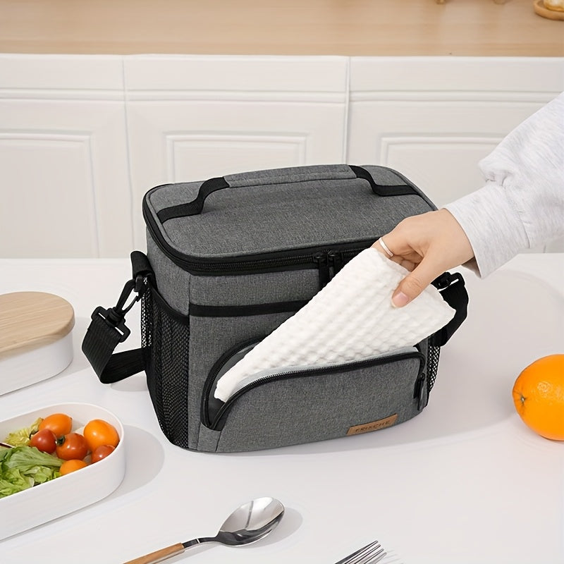 Newest Insulated Lunch Bag, Reusable Insulated Lunch Bag for Men And Women, Leakproof Freezer Bag with Adjustable Shoulder Strap, Portable Fresh Cooler Bag, Outdoor Insulated Handle Bag for Office, Travel, Beach, Picnic, Camping, School