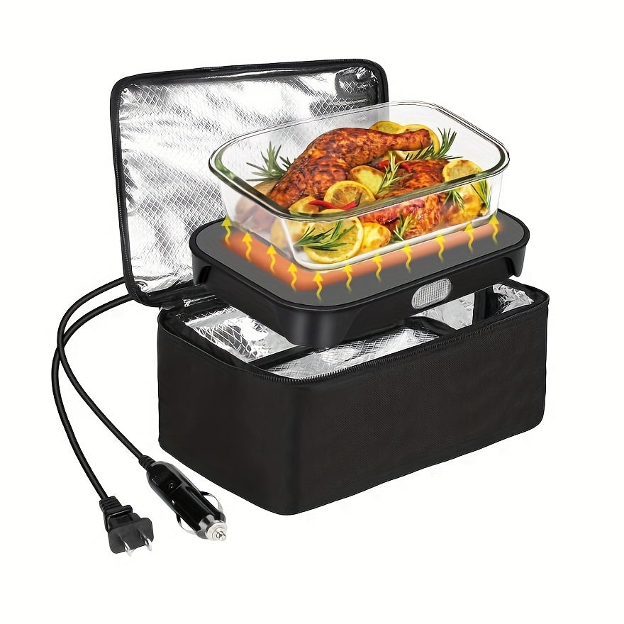 3in1 Portable Microwave Food Warmer, 80W Fast Heating Personal Mini Portable Oven Lunch Box, 12V/24V/110V Heated Lunch Box for Reheating And Cooking Food In Car Truck Work Camping Office