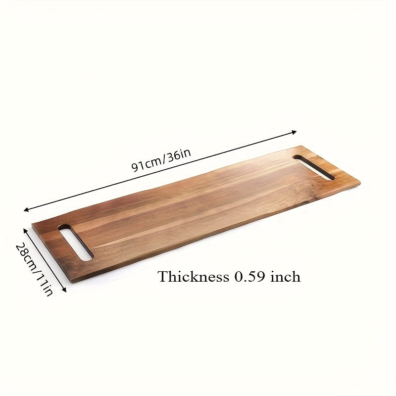 36X12 Inch Extra Large Acacia Wood Charcuterie Board & Cutting Board with Handles, 3Ft Rectangular Cheese Serving Platter for Meat Appetizers, Oversized Grazing Board Food Display Tray for Party Entertaining Housewarming Mother'S Day Gifts BBQ