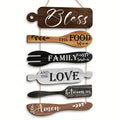 Bless The Food Before Us Wall Decor, 6-Piece Wooden Farmhouse Plaque Set with Rope Hanging Style for Rustic Kitchen and Dining Room Wall Art