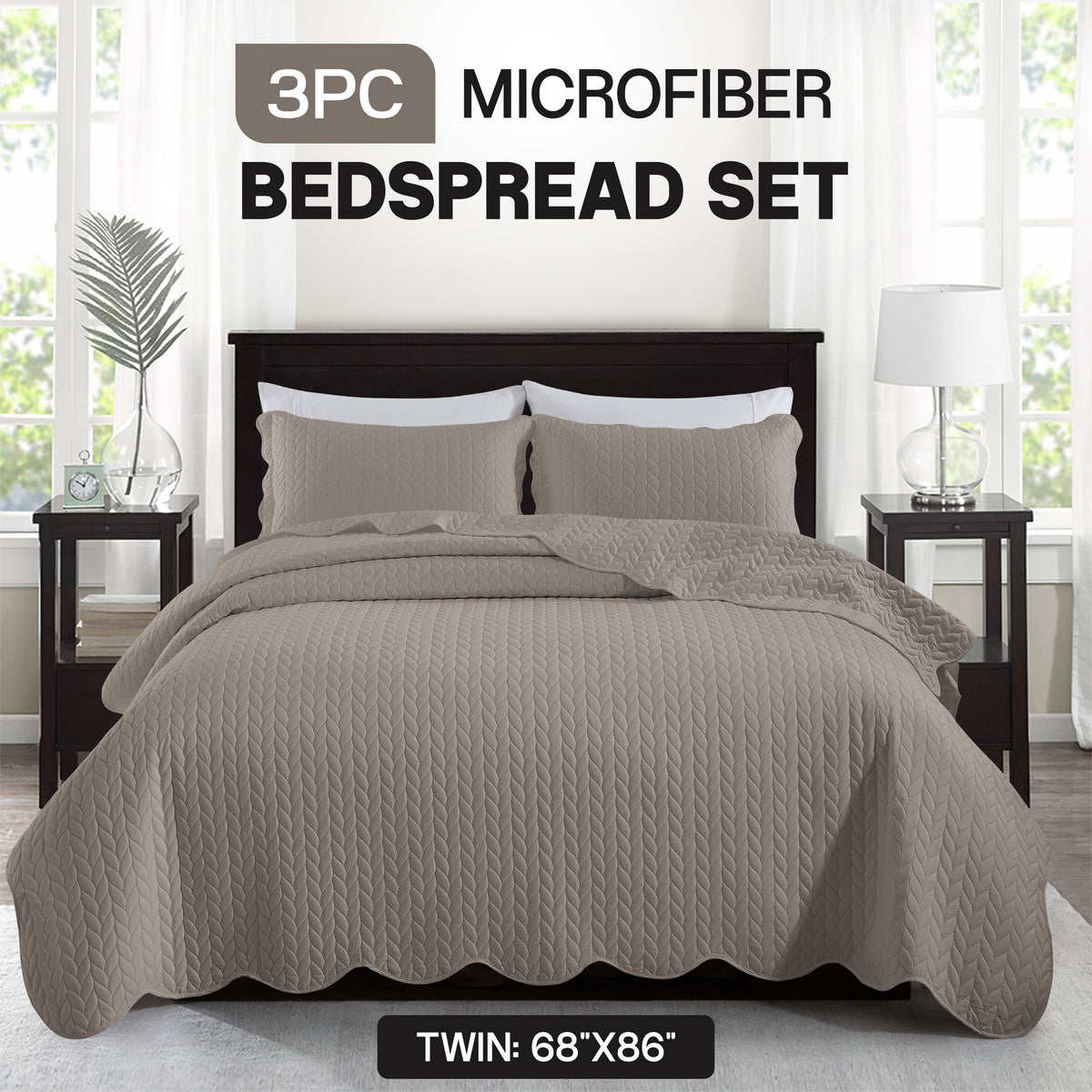3pcs Bedspread Set Bedspreads with free Pillow Shams - Leaf Pattern Soft & Breathable Bedspread Lightweight Microfiber Bedspread - Modern Style Floral Pattern Coverlet For All Seasons - Christmas Gifts For Family And Friends (1 Bedspread, 1 Or 2 Pillow Sh