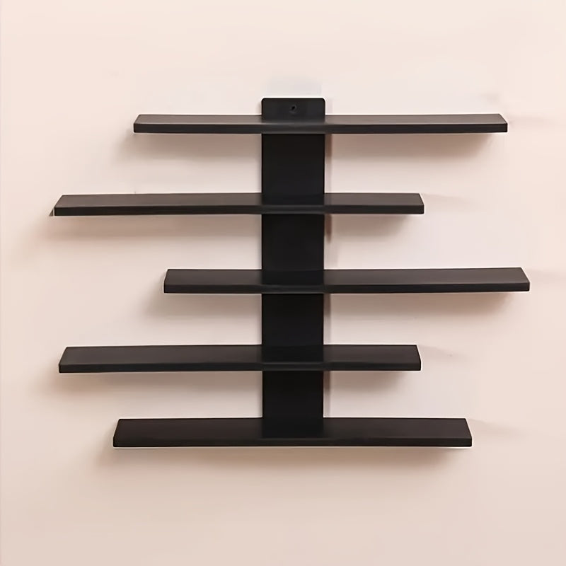 5-Tier Adjustable Wall-Mounted Floating Display Shelves, Fiberboard Modern Decorative Storage Rack, Multifunctional Home And Office Shelving Unit for Action Figures, Building Blocks, Collectibles, Dolls, Statues, Perfect Holiday Gift