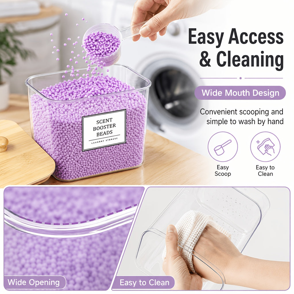 2/3/4+1 Pack Laundry Organization And Storage And Dryer Sheet Holder Set, Clear Laundry Room Organization Containers with Bamboo Lids And Labels, Laundry Pods Holder for Scent Booster, Powder, Pod