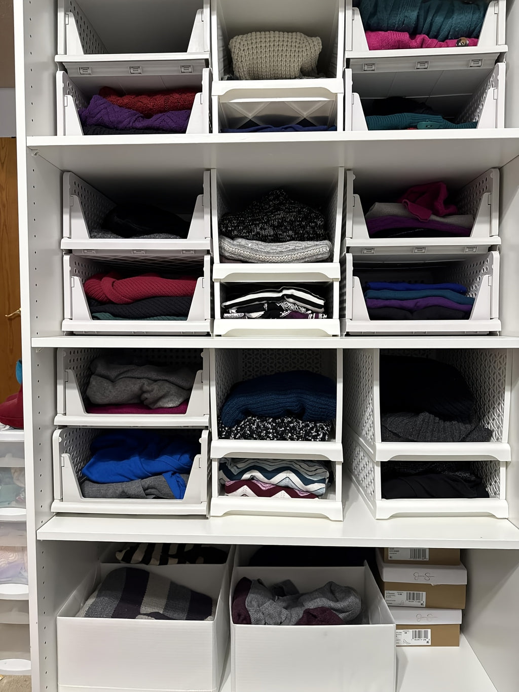 3pcs Stackable Closet Storage Basket, Multifunctional & Foldable Closet Organizer for Bathroom, Kitchen, Laundry Room, And Wardrobe Storage, Space-Saving Clothes Storage Drawer Organizer, Under-Bed Storage, Mounted Closet Systems