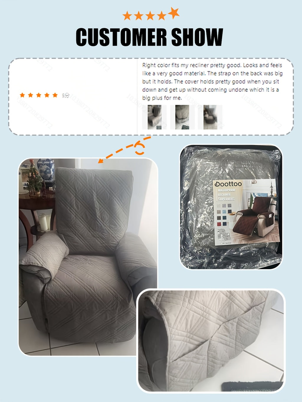 1pc 100% Waterproof Recliner Chair Cover, Non Slip Recliner Covers for Recliner Chair with Pocket, Pet Scratch-Resistant Sofa Slipcover, Washable Furniture Protector, Easy to Install for Living Room, Bedroom, And Study, Halloween Home Decorations