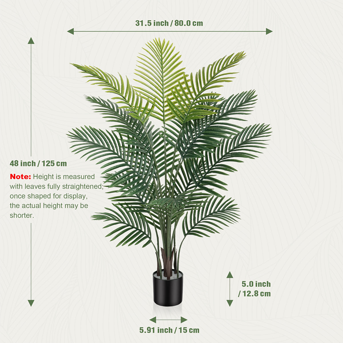 4/5/6ft Artificial Palm Tree, Tall Faux Palm with Bare Stem/Black/White Planter Options, UV-Resistant Realistic Dense Leaves, Tropical Floor Plant Zero Maintenance Easy Assembly Fake Tree for Living Room, Front Porch, Patio, Office & Commercial Decor